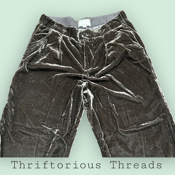 Anthropologie ETT:TWA Cropped Cuffed Velour Pants - Picture 6 of 8